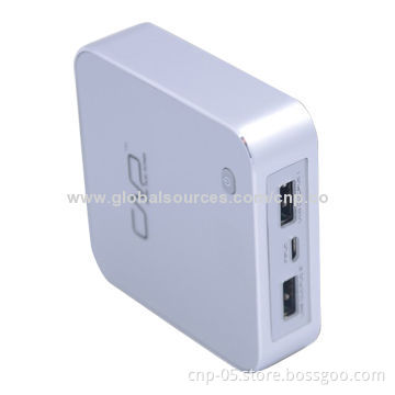 Dual-USB Output Power Bank with 6,600mAh, Aluminum Casing, Built-in Figure Power Indicator